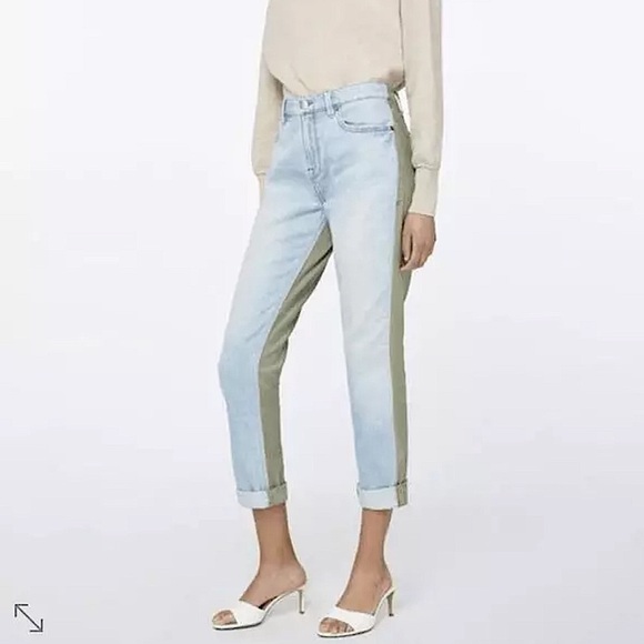 NWT 100% cotton FRAME Canterbury contrast blue green denim Le Beau 27 - Picture 1 of 7